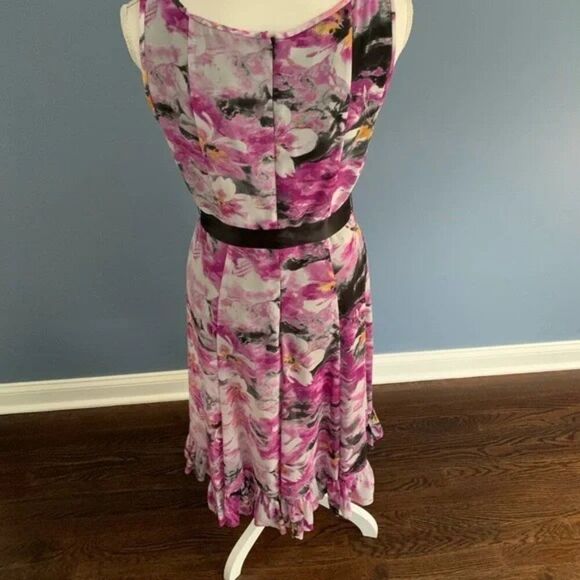 Adrianna Papell Pink and Black Floral Midi Dress - Picture 2 of 9